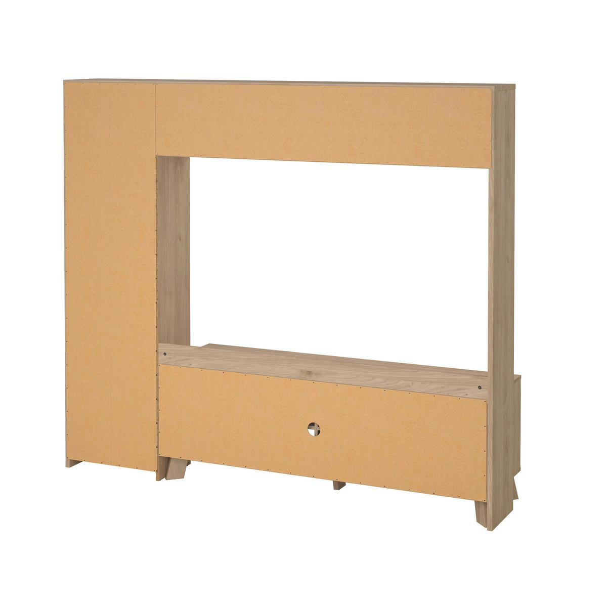 WOHNWAND  in Eichefarben, Weiß Hochglanz  208,8/182,6/48,35 cm  - Eichefarben/Weiß Hochglanz, KONVENTIONELL, Holzwerkstoff (208,8/182,6/48,35cm) - Boxxx