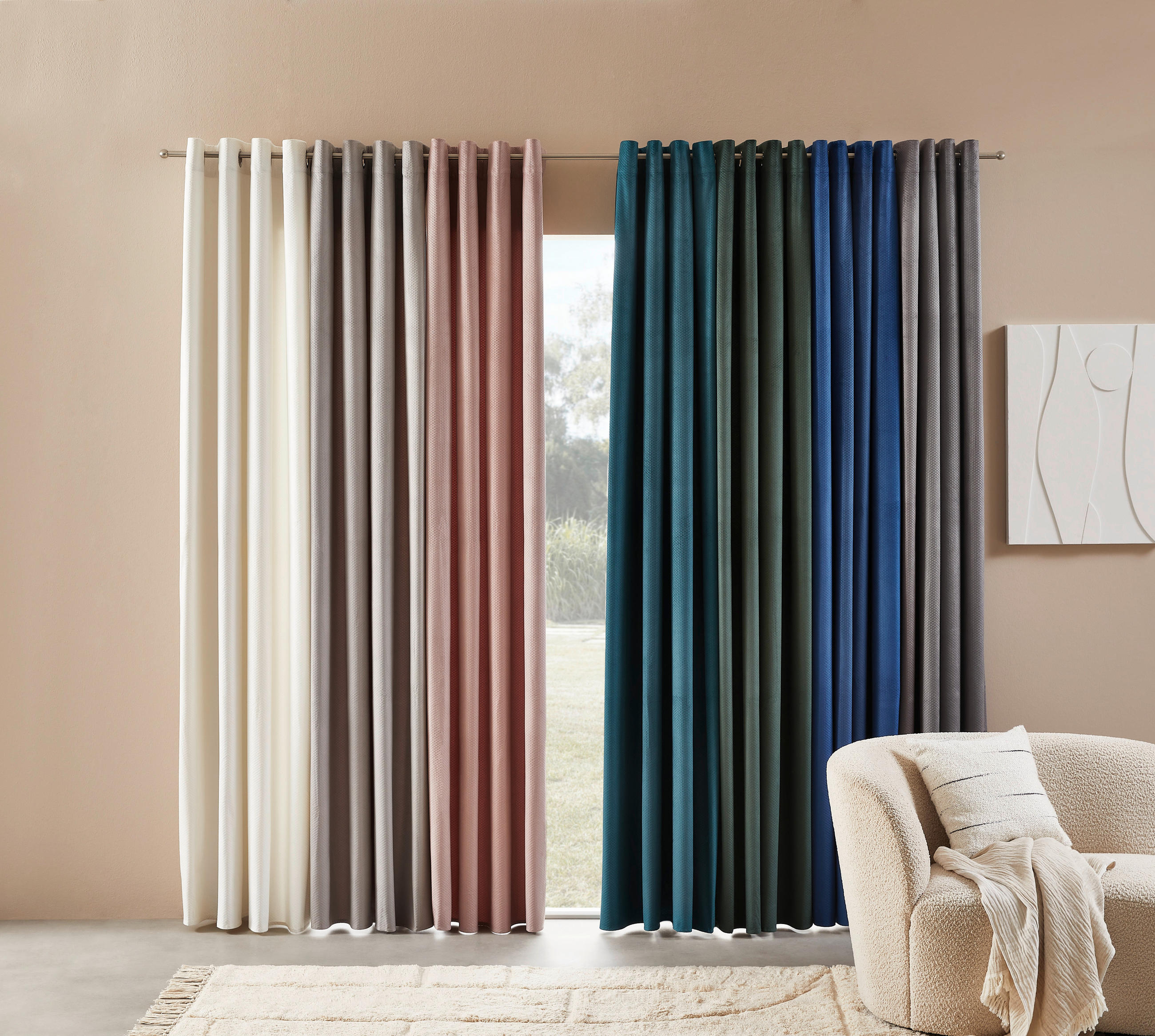 PERDEA CU INELE TIP CAPSĂ opac  - argintiu, Konventionell, textil (140/245cm) - Esposa