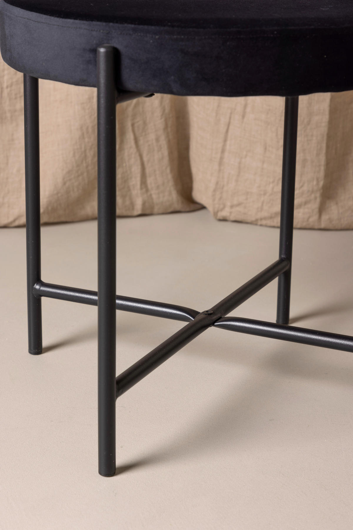 STOL stål sammet  - svart, Design, metall/textil (50/89/60cm) - Niels Andersson