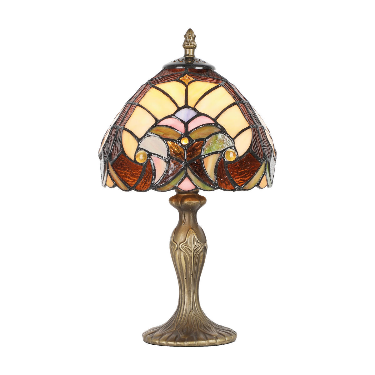 ASZTALI LÁMPA - barna/többszínű, Basics, Üveg/fém (20/36/20cm)