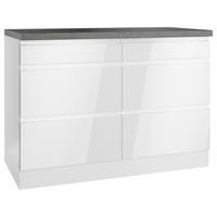 KÜCHENUNTERSCHRANK 120/86/60 cm  in Grau, Weiß, Weiß Hochglanz  - Weiß Hochglanz/Weiß, LIFESTYLE, Holzwerkstoff (120/86/60cm) - Held