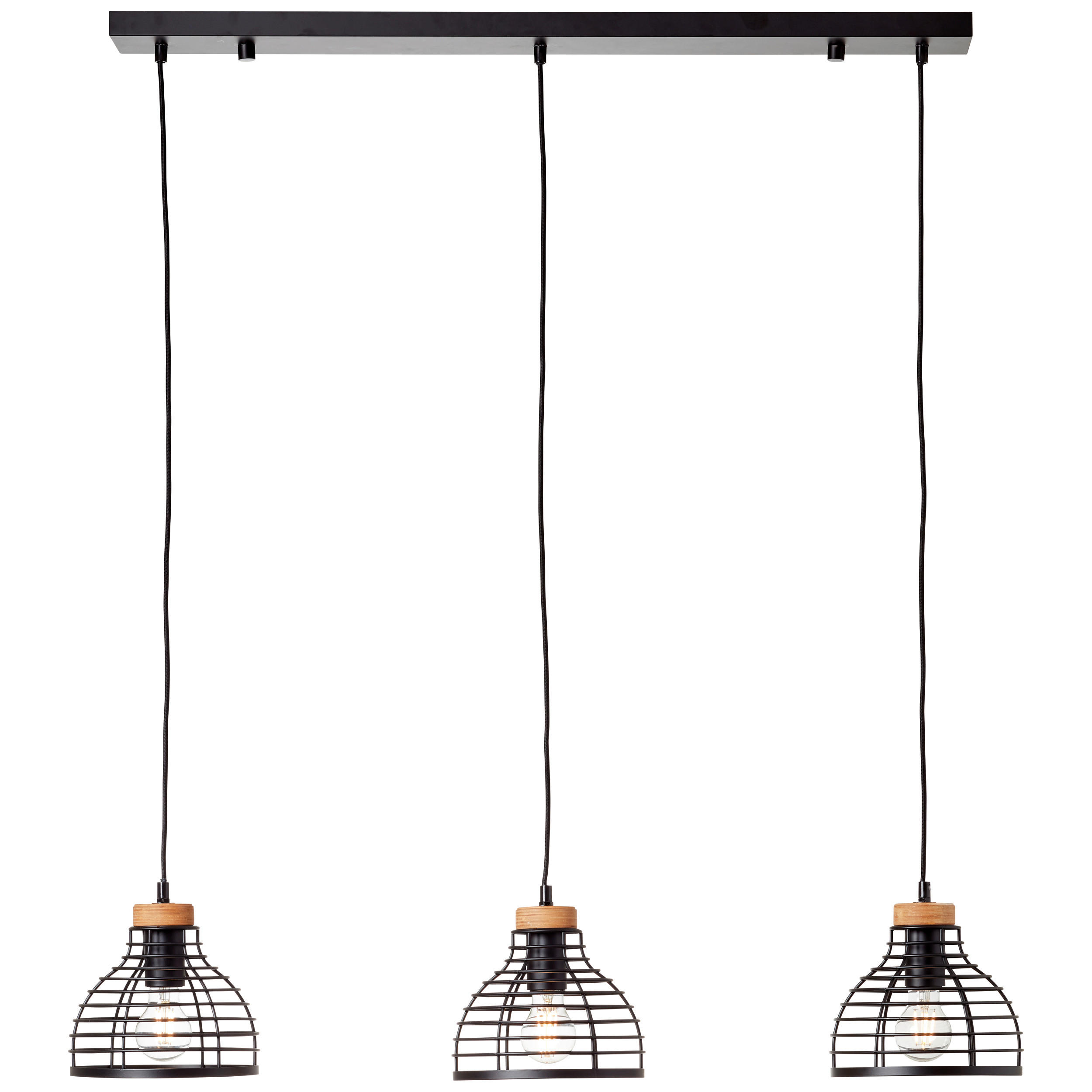 PENDELLEUCHTE 100/25/120 cm   - Schwarz, Natur, Holz/Metall (100/25/120cm) - Brilliant