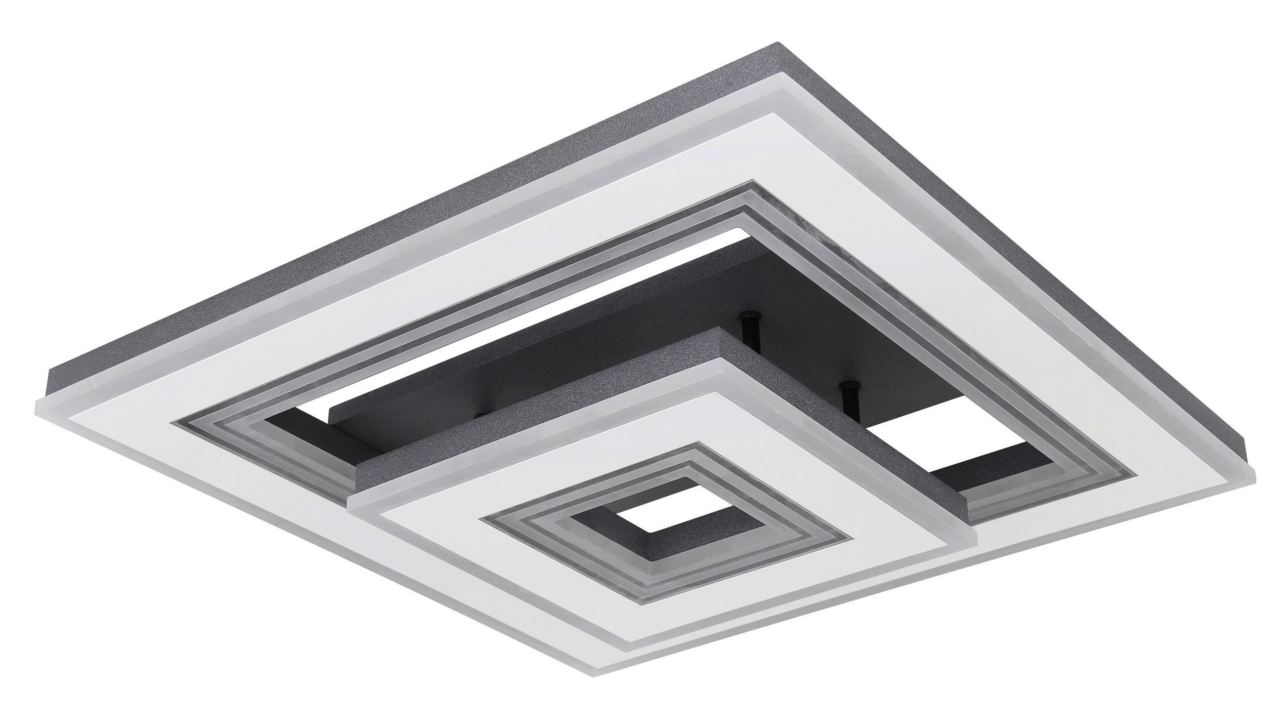 LED-DECKENLEUCHTE Jack 50/50/11,5 cm   - Opal/Schwarz, Design, Kunststoff/Metall (50/50/11,5cm) - Globo