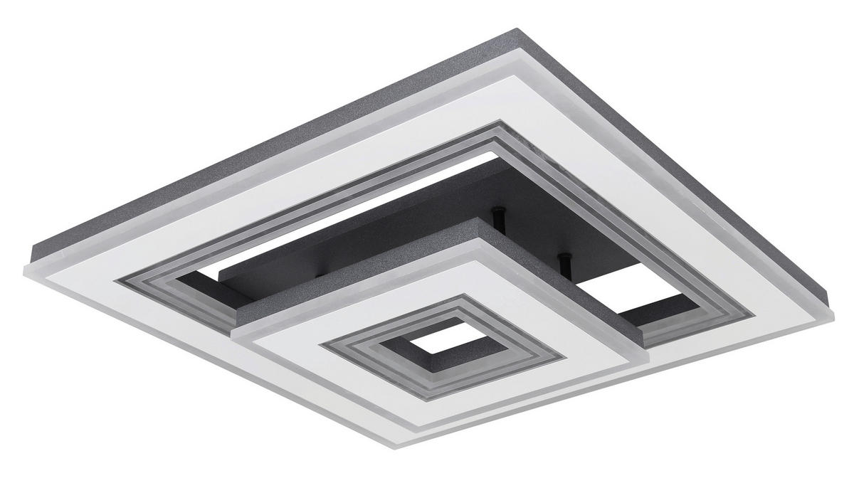 LED-DECKENLEUCHTE Jack 50/50/11,5 cm   - Opal/Schwarz, Design, Kunststoff/Metall (50/50/11,5cm) - Globo