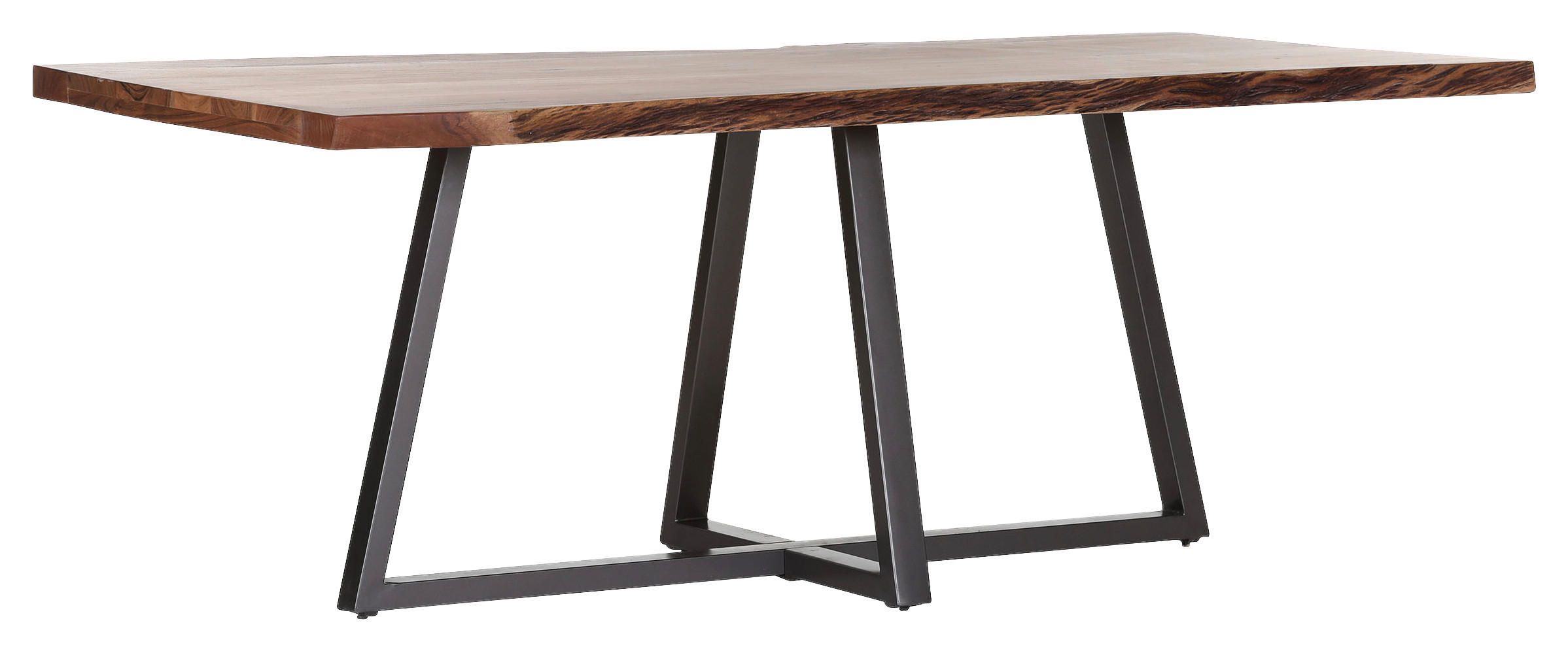 ESSTISCH Akazie massiv rechteckig Naturfarben, Schwarz  - Anthrazit/Schwarz, Natur, Holz/Metall (200/100/76cm) - Lomoco