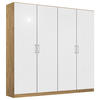 DREHTÜRENSCHRANK  in Eiche Artisan, Weiß Hochglanz  - Chromfarben/Weiß Hochglanz, MODERN, Holzwerkstoff/Kunststoff (181/197/54cm) - Rauch Möbel