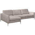 ECKSOFA Taupe Chenille  - Taupe/Silberfarben, KONVENTIONELL, Textil/Metall (143/284cm) - Carryhome