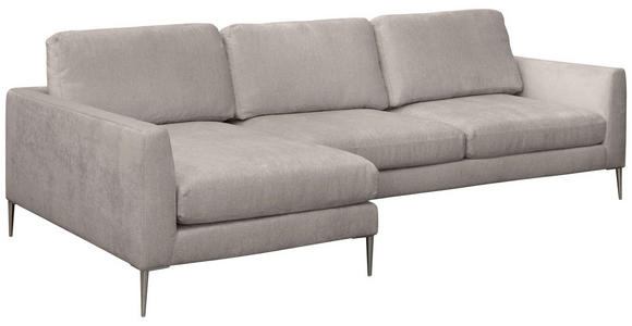 ECKSOFA Taupe Chenille  - Taupe/Silberfarben, KONVENTIONELL, Textil/Metall (143/284cm) - Carryhome