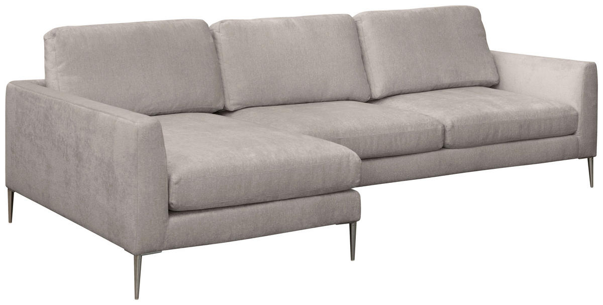 ECKSOFA Taupe Chenille  - Taupe/Silberfarben, KONVENTIONELL, Textil/Metall (143/284cm) - Carryhome