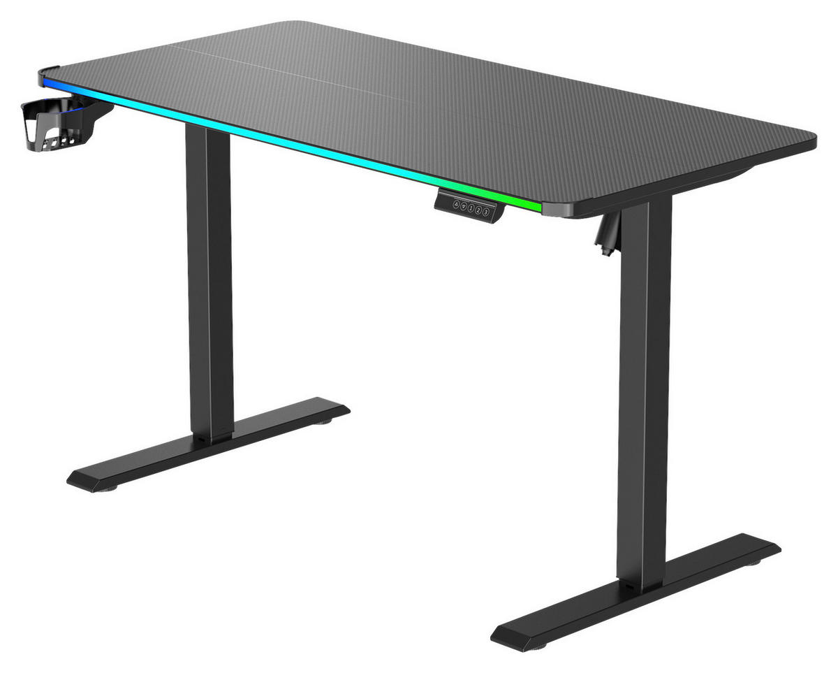 Masă De Scris, metal, plastic, material pe bază de lemn - negru, Design, plastic/metal (120/70-115/60cm) - Novel