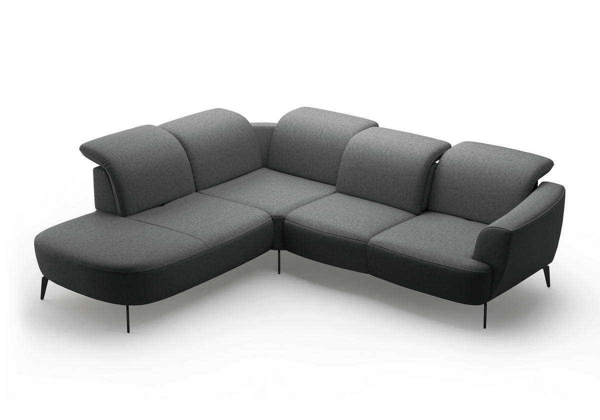 ECKSOFA in Flachgewebe Dunkelgrau  - Dunkelgrau/Schwarz, Konventionell, Textil/Metall (267/300cm) - Sit & More