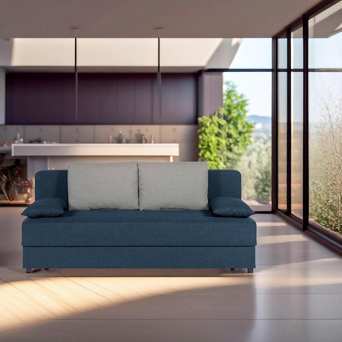 SCHLAFSOFA  mit Liegefunktion, Rücken echt Graphitfarben  - Graphitfarben, Design, Textil (193/82/80cm) - P & B