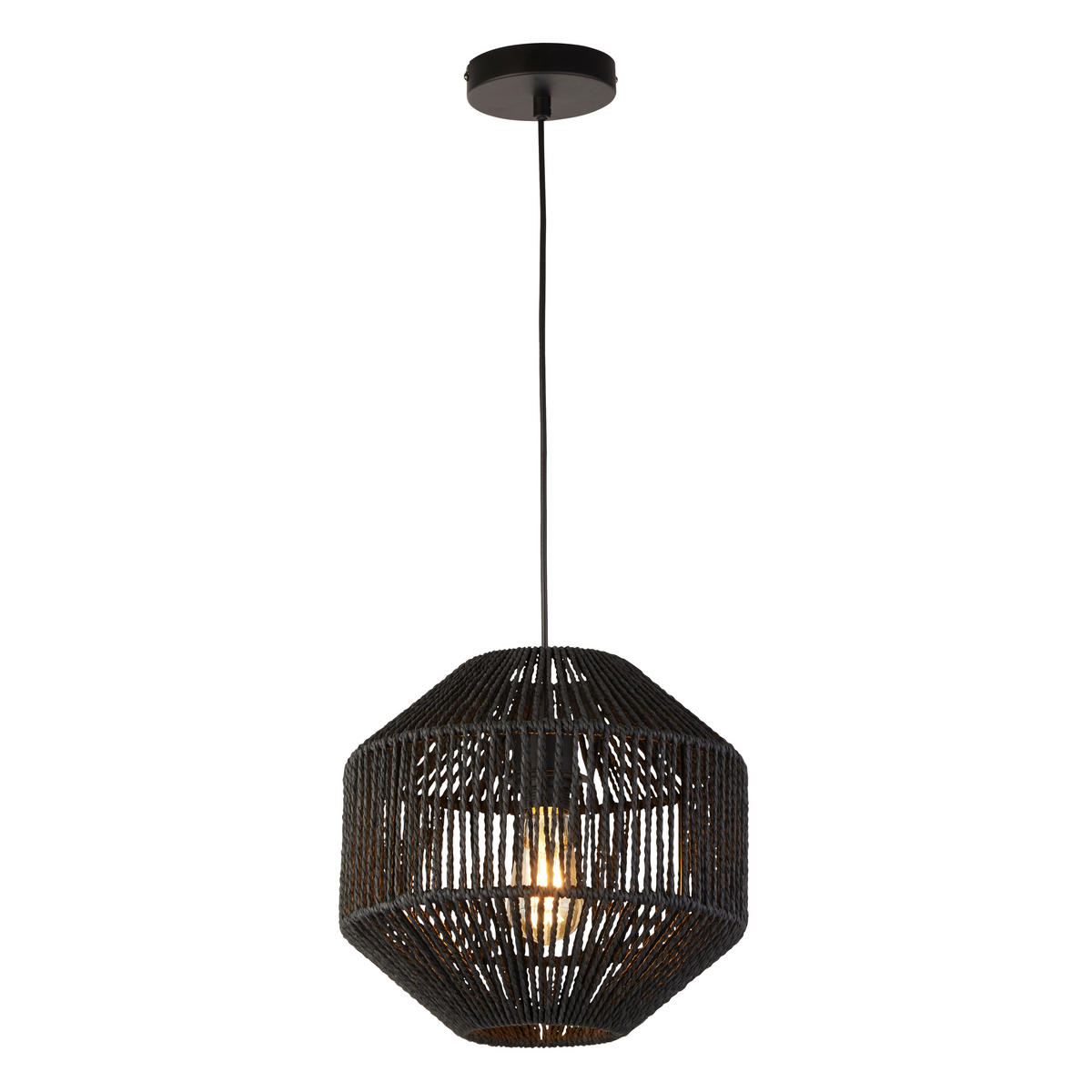 VISEČA SVETILKA  Wicker      30/153 cm      E27 - črna, Design, kovina/tekstil (30/153cm)