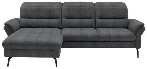 ECKSOFA in Flachgewebe Anthrazit  - Anthrazit/Schwarz, Konventionell, Textil/Metall (181/260cm) - Beldomo Speed