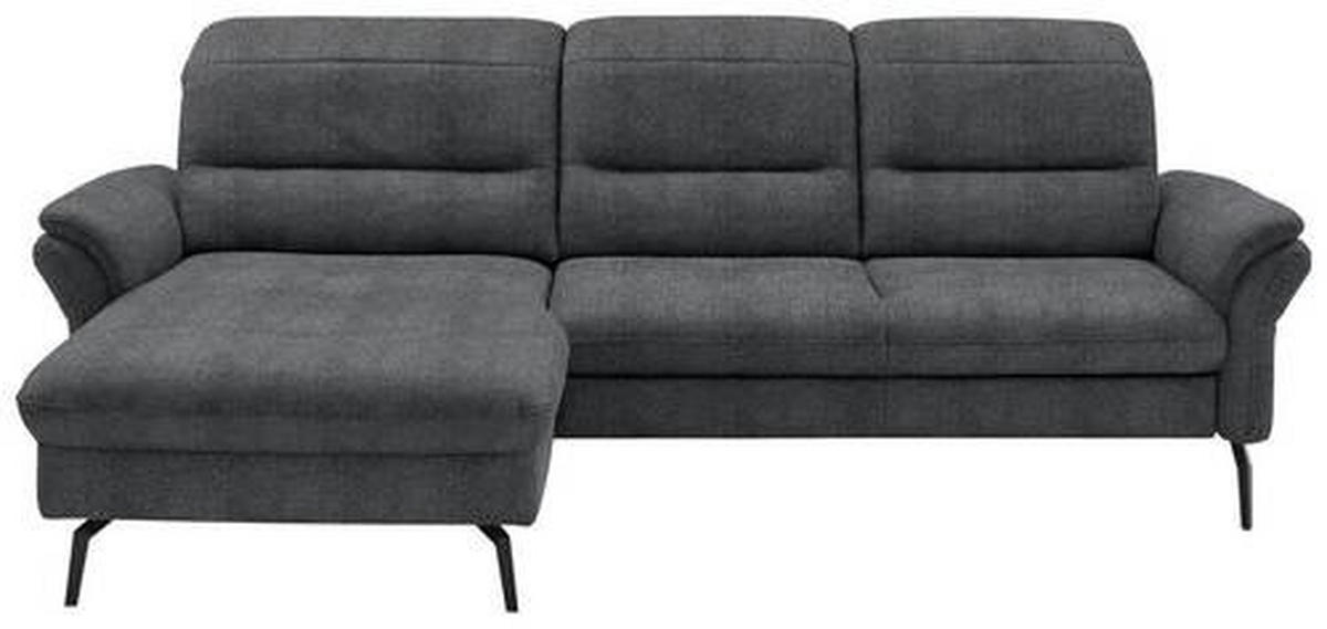 ECKSOFA in Flachgewebe Anthrazit  - Anthrazit/Schwarz, Konventionell, Textil/Metall (181/260cm) - Beldomo Speed