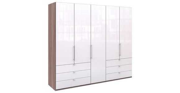 FALTTÜRENSCHRANK  in Weiß, Trüffeleichefarben  - Chromfarben/Trüffeleichefarben, KONVENTIONELL, Glas/Holzwerkstoff (250/216/58cm) - Venda