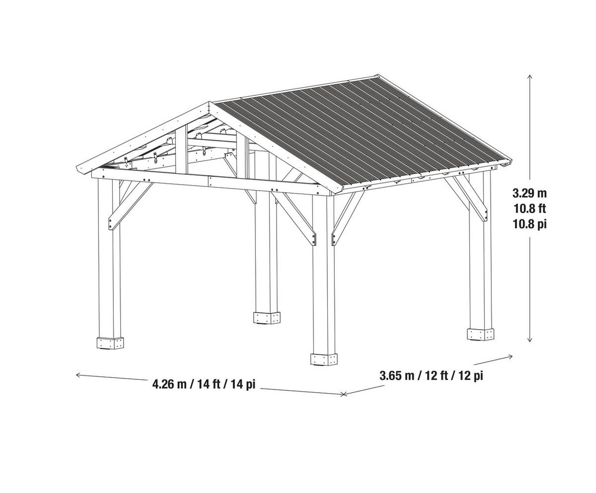 PAVILLON 366/330/427 cm   - Naturfarben, Basics, Holz/Metall (366/330/427cm)