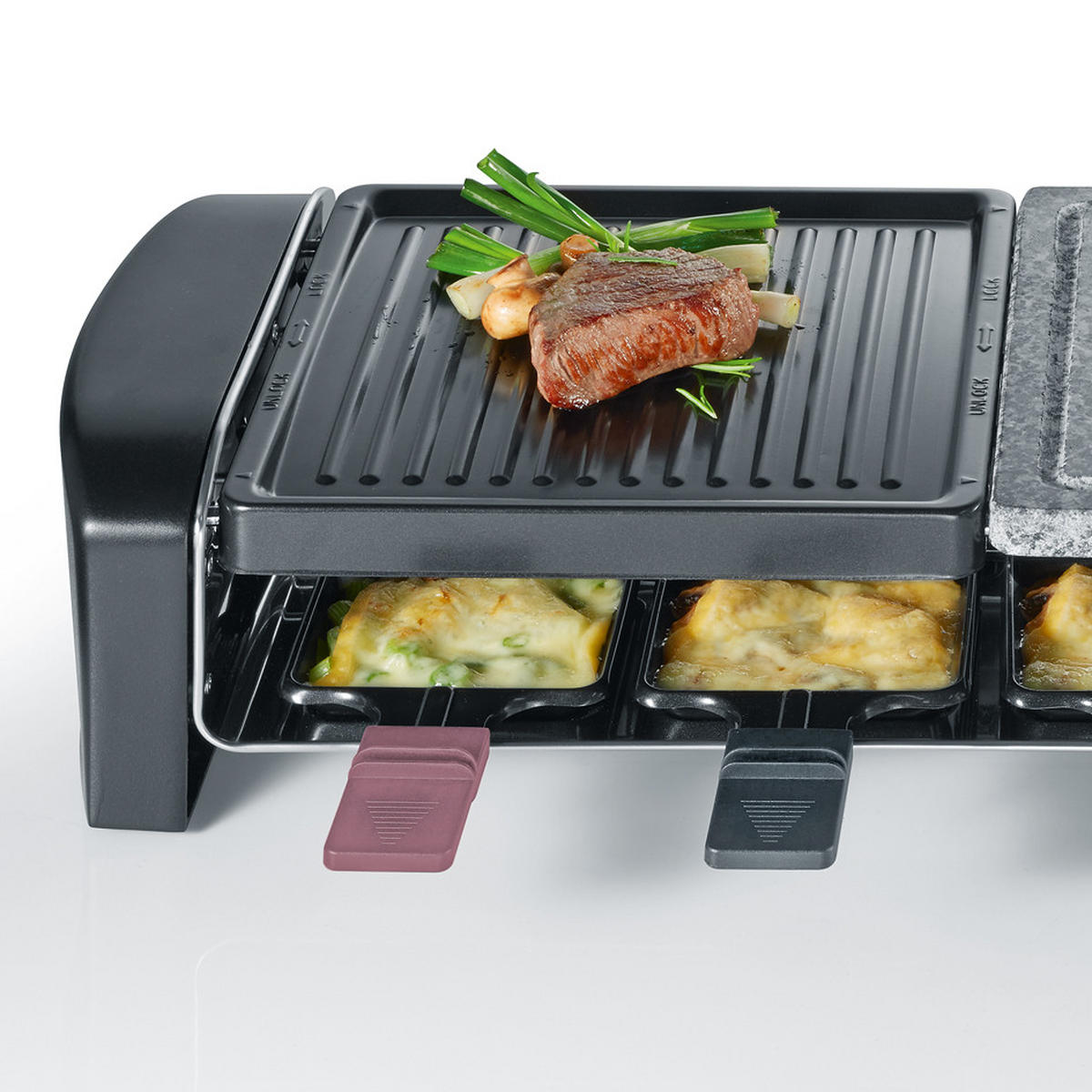 RACLETTE-GRILL SEVERIN RG 9645  - Schwarz, KONVENTIONELL, Kunststoff/Stein (54/11,5/38cm) - Severin