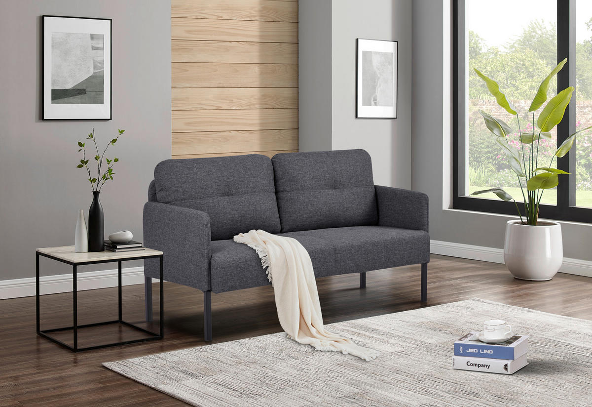 SOFA Webstoff Grau  - Schwarz/Grau, MODERN, Textil/Metall (126/79/70,5cm) - P & B