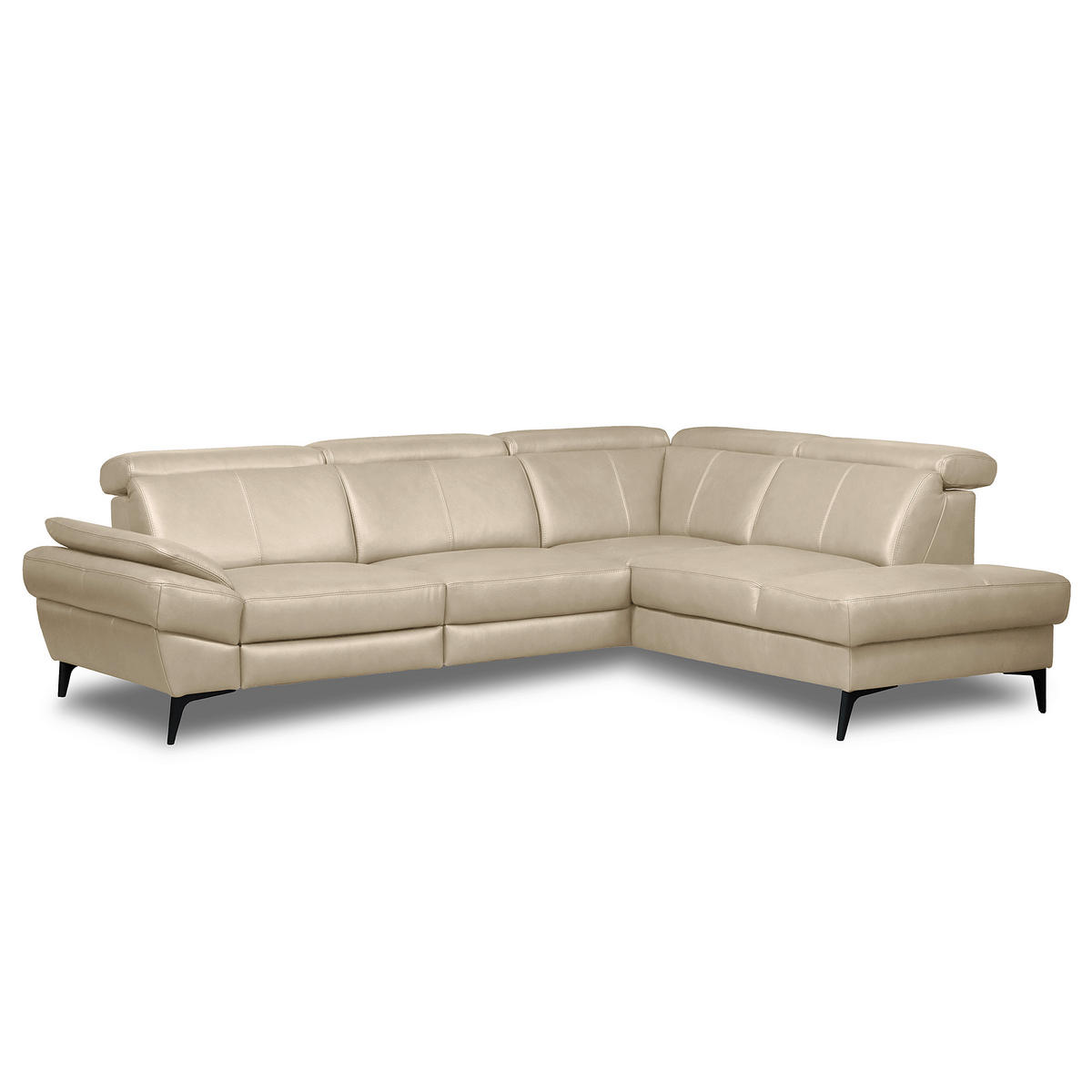 ECKSOFA Lederlook Echtleder Grau  - Schwarz/Grau, Design, Leder/Textil (264/211cm) - Livetastic