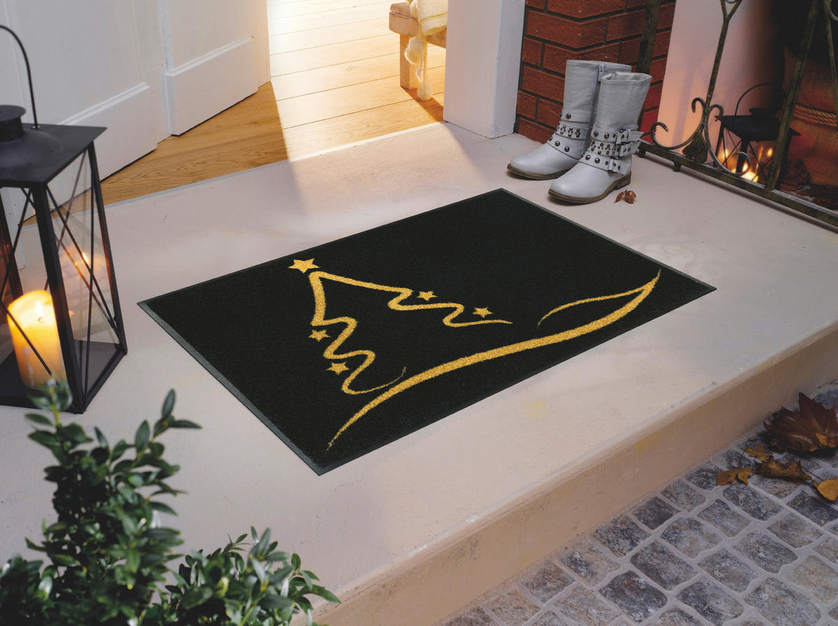 FUßMATTE 50/75 cm 038729  - Goldfarben/Schwarz, Basics, Kunststoff/Textil (50/75cm) - wash+dry
