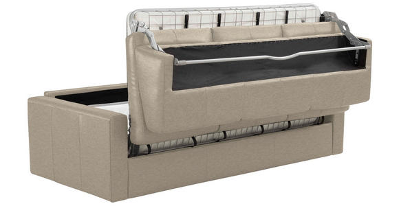 SCHLAFSOFA Bard in Echtleder Beige  - Beige/Schwarz, KONVENTIONELL, Leder/Kunststoff (206/81/96cm) - Novel