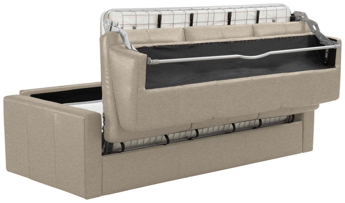 SCHLAFSOFA Beige  - Beige/Schwarz, Konventionell, Leder/Kunststoff (206/81/96cm) - Novel