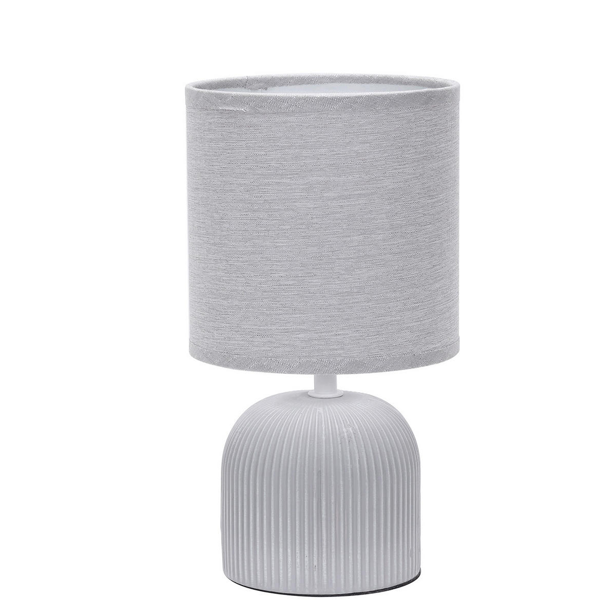 STOLNÍ LAMPA, E14, 15/28 cm  - šedá, Design, textil/keramika (15/28cm)