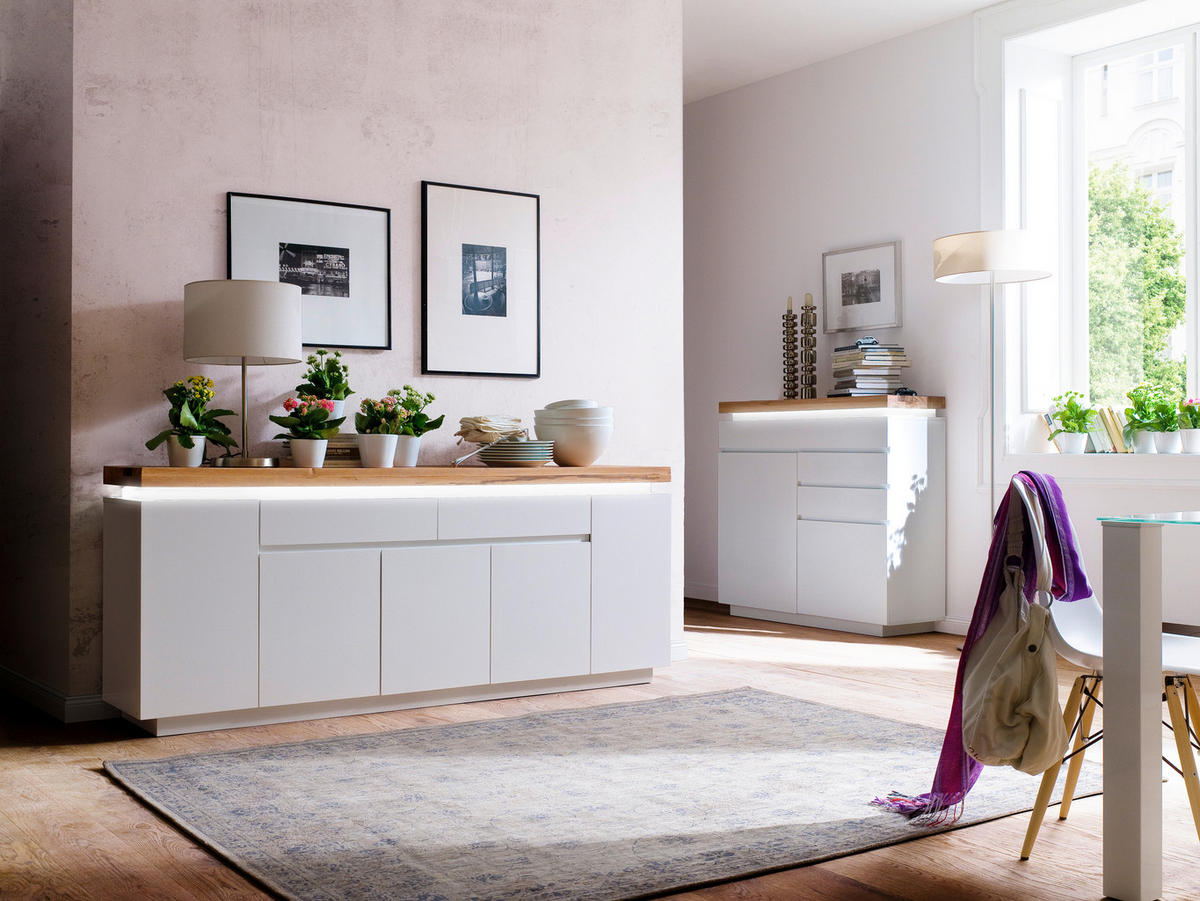 SIDEBOARD 200/81/40 cm  - vit/ekfärgad, Design, trämaterial/trä (200/81/40cm)