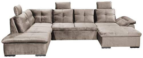WOHNLANDSCHAFT in Mikrovelours Creme - Creme/Schwarz, Konventionell, Kunststoff/Textil (217/334/127cm) - Carryhome