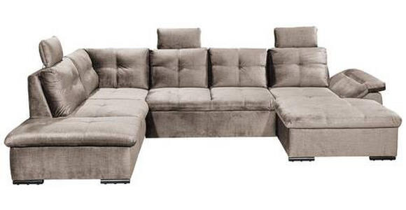 WOHNLANDSCHAFT in Mikrovelours Creme - Creme/Schwarz, KONVENTIONELL, Kunststoff/Textil (217/334/127cm) - Carryhome