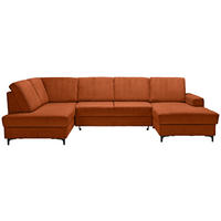 WOHNLANDSCHAFT in Cord Terracotta  - Terracotta/Schwarz, Konventionell, Textil/Metall (185/317/167cm) - Stylife