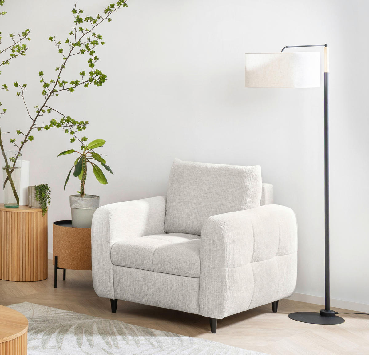 COCKTAILSESSEL Flachgewebe Perlmutt    - Perlmutt/Schwarz, Design, Holz/Textil (90/88/91cm) - Lomoco