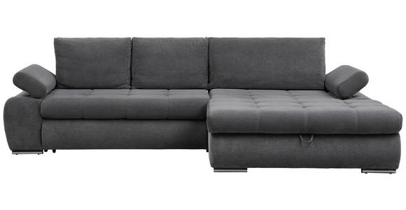ECKSOFA in Flachgewebe Grau  294/173 cm  - Chromfarben/Weiß, Design, Kunststoff/Textil (294/173cm) - Carryhome