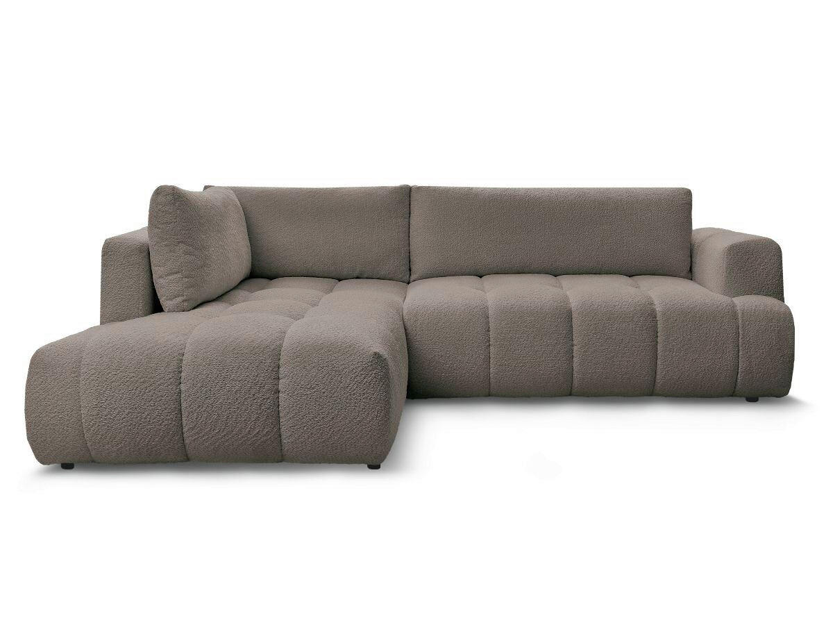 ECKSCHLAFSOFA EVEREST Bouclé Taupe  inkl. Rückenkissen, Schlaffunktion  - Taupe/Schwarz, MODERN, Kunststoff/Textil (204/282cm)