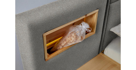 BETT 160/200 cm in Zirbelkieferfarben, Beige - Zirbelkieferfarben/Beige, Natur, Holz/Textil (160/200cm) - Valnatura