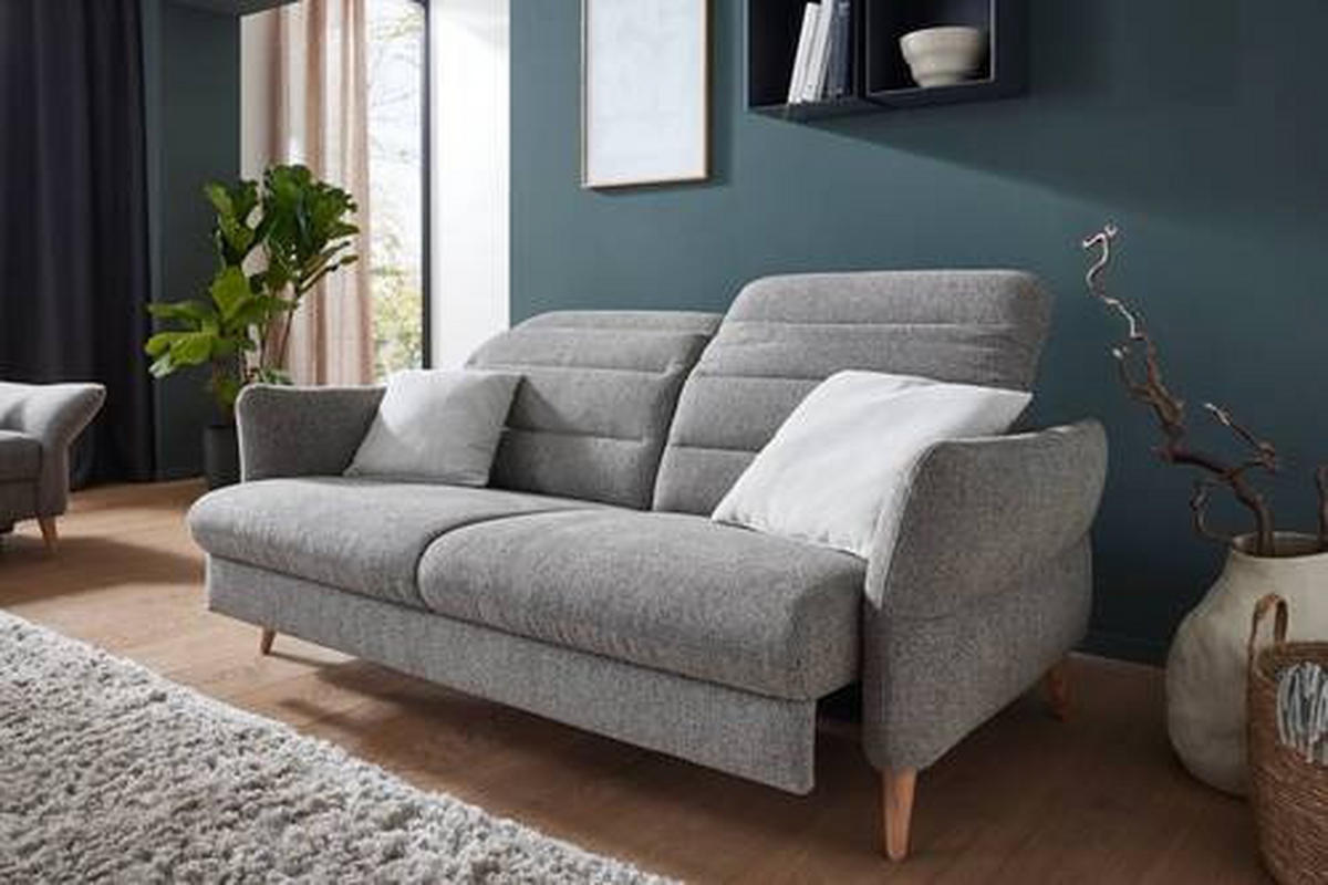 2-SITZER-SOFA in Webstoff Greige  - Eiche Bianco/Greige, Design, Holz/Textil (192-220/85-106/98-112cm) - Dieter Knoll