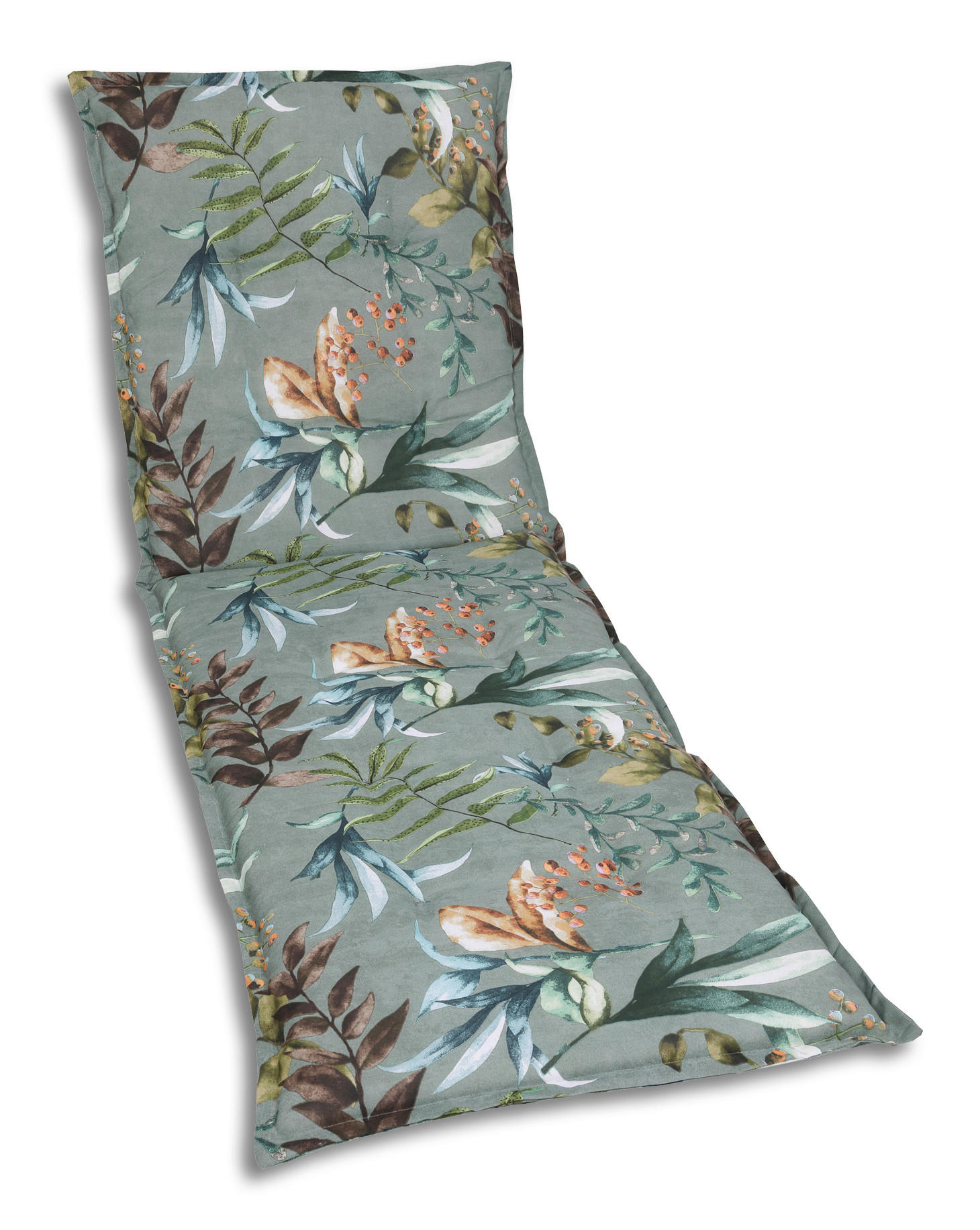 LIEGENAUFLAGE Blätter  - Graublau/Braun, Basics, Textil (60/7/190cm)