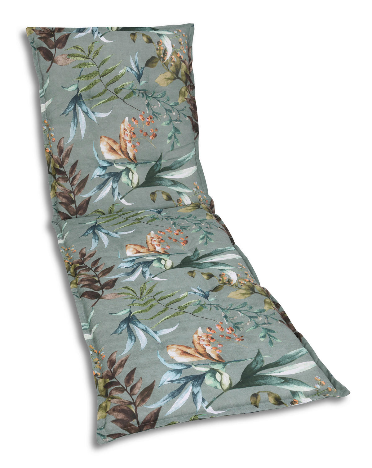 LIEGENAUFLAGE Blätter  - Graublau/Braun, Basics, Textil (60/7/190cm)