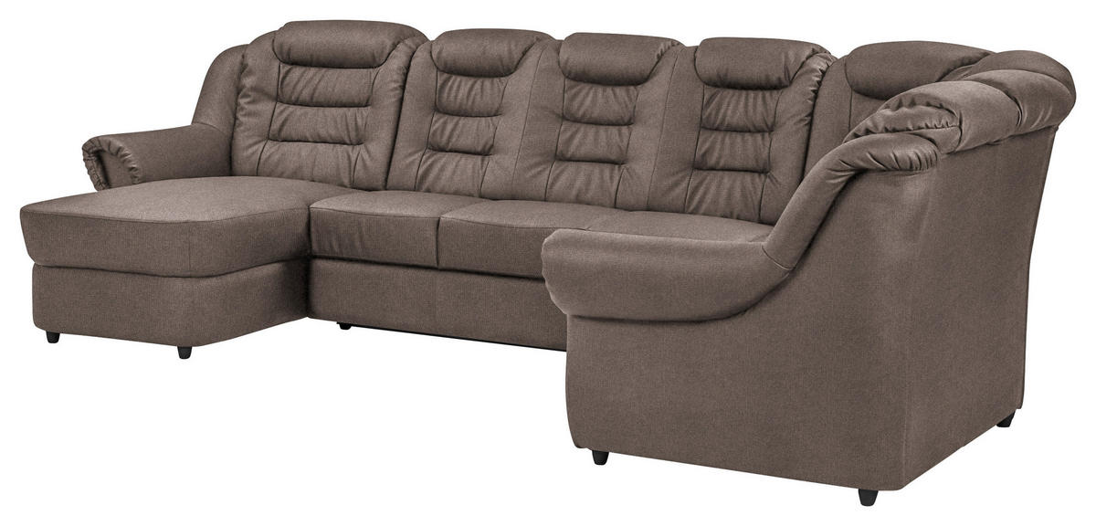 WOHNLANDSCHAFT in Chenille Taupe  - Taupe/Schwarz, Konventionell, Kunststoff/Textil (165/333/216cm) - Livetastic