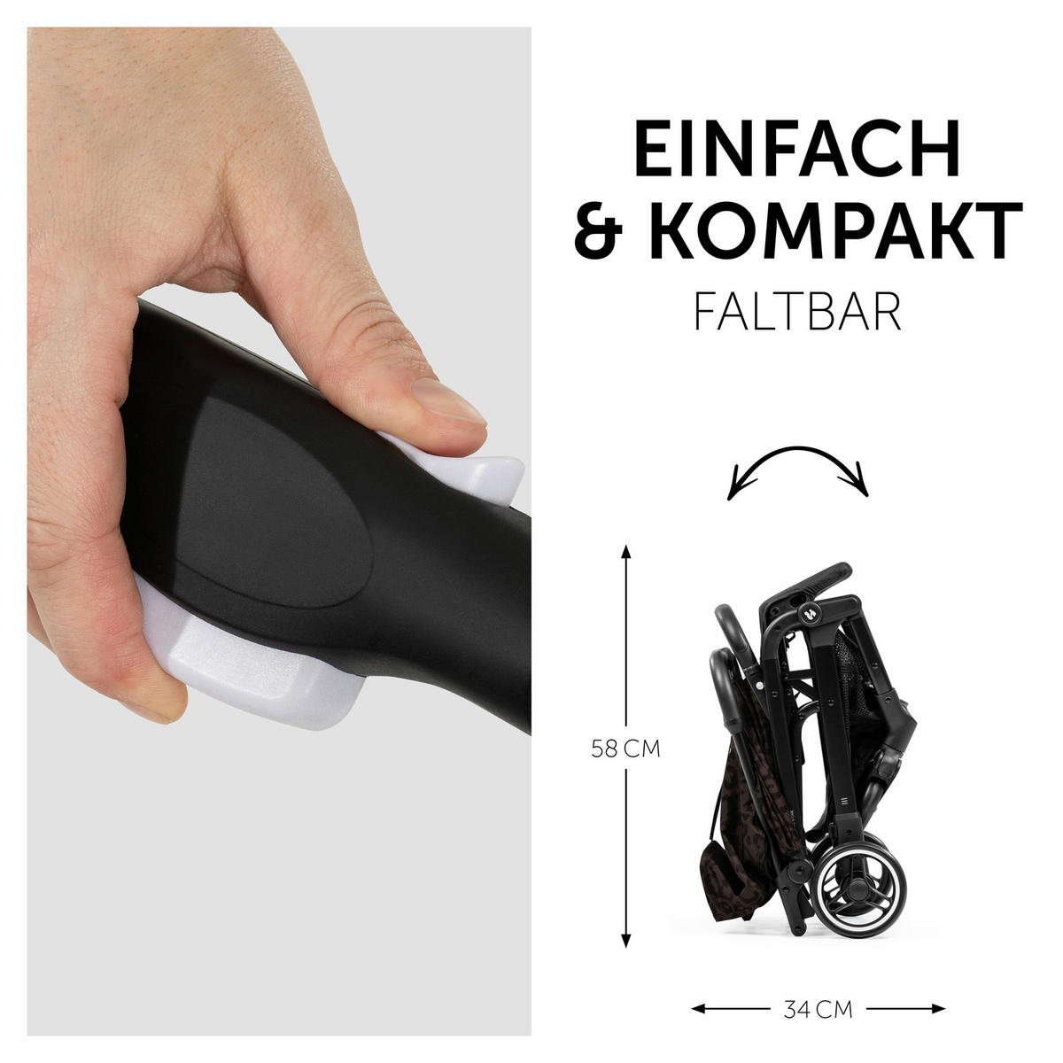 BUGGY Travel N Care  - Schwarz/Braun, Basics, Metall (86/50/104cm) - Hauck