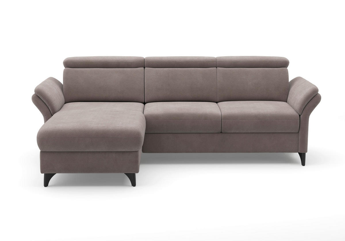 ECKSOFA GLENDALE E Taupe Flachgewebe  - Taupe/Schwarz, KONVENTIONELL, Textil/Metall (166/253cm) - Sit & More