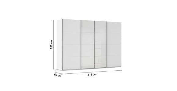 SCHWEBETÜRENSCHRANK 316/223/68 cm 4-türig Weiß - Chromfarben/Weiß, KONVENTIONELL, Glas/Holzwerkstoff (316/223/68cm) - Novel