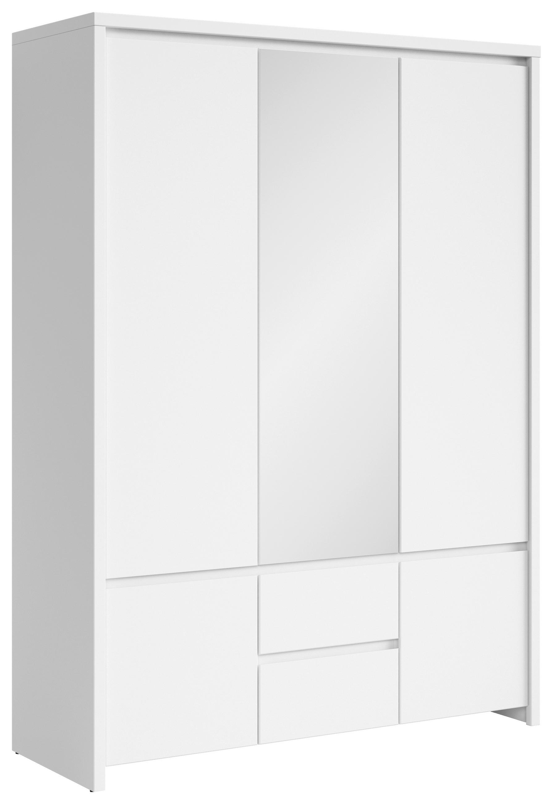 DREHTÜRENSCHRANK 153,5/211/55,5 cm,  in Weiß, 5-türig  - Weiß, MODERN, Glas/Holzwerkstoff (153,5/211/55,5cm) - MID.YOU