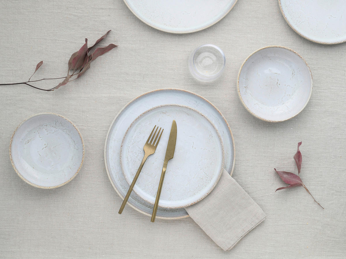JÍDELNÍ SOUPRAVA, kamenina - šedobílá, Basics, keramika - Creatable