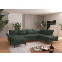 WOHNLANDSCHAFT Grün Flachgewebe  - Schwarz/Grün, KONVENTIONELL, Textil/Metall (198/359/231cm) - Sit & More