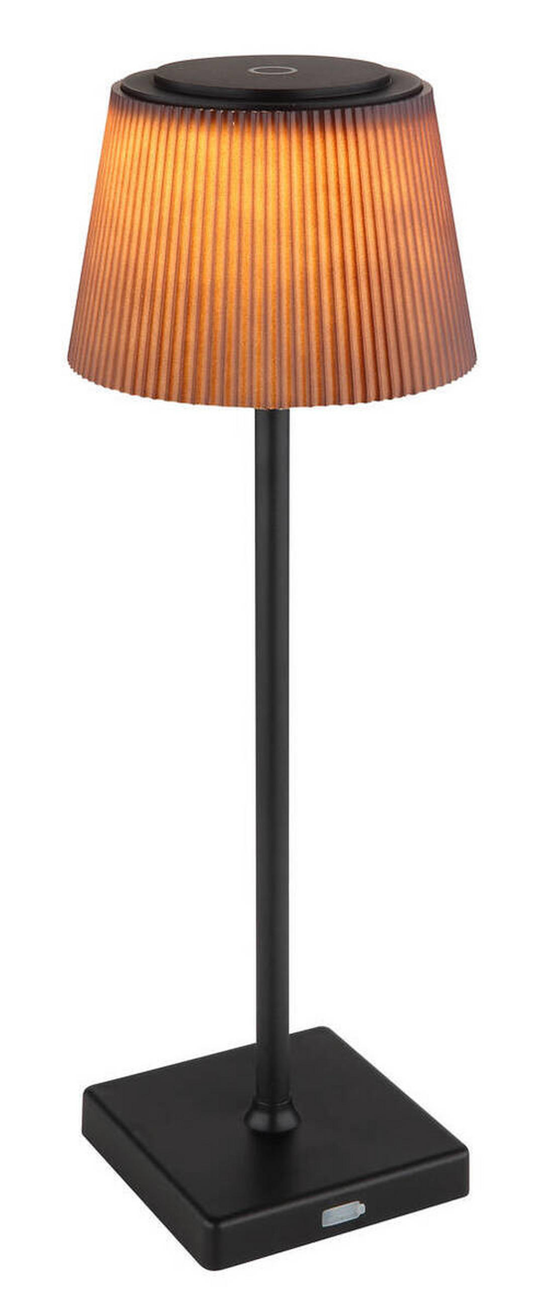 AKKU-TISCHLEUCHTE - Schwarz/Braun, Design, Kunststoff/Metall (13/38cm) - Globo