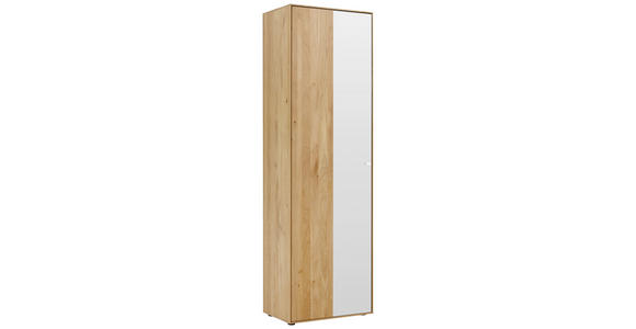 GARDEROBENSCHRANK 60/196/39 cm - Eichefarben/Alufarben, Natur, Glas/Holz (60/196/39cm) - Valnatura