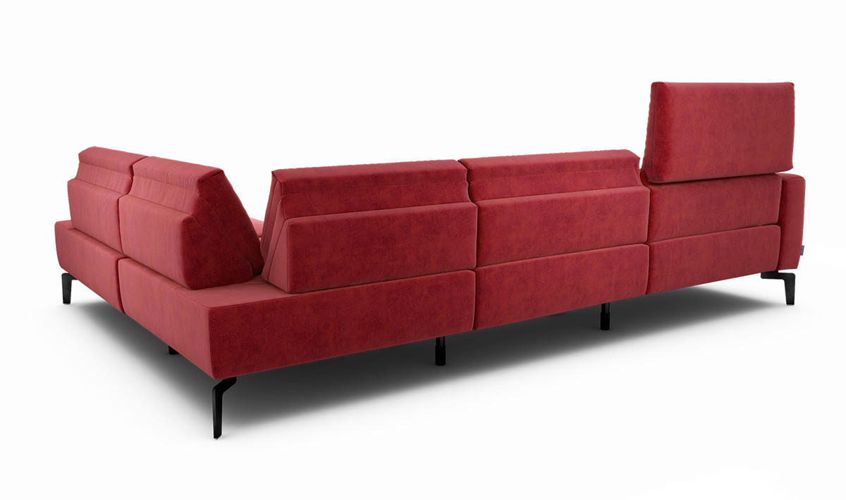 ECKSOFA Cosy Rot Samt  - Rot/Schwarz, Design, Textil/Metall (296/213cm) - SENSOO