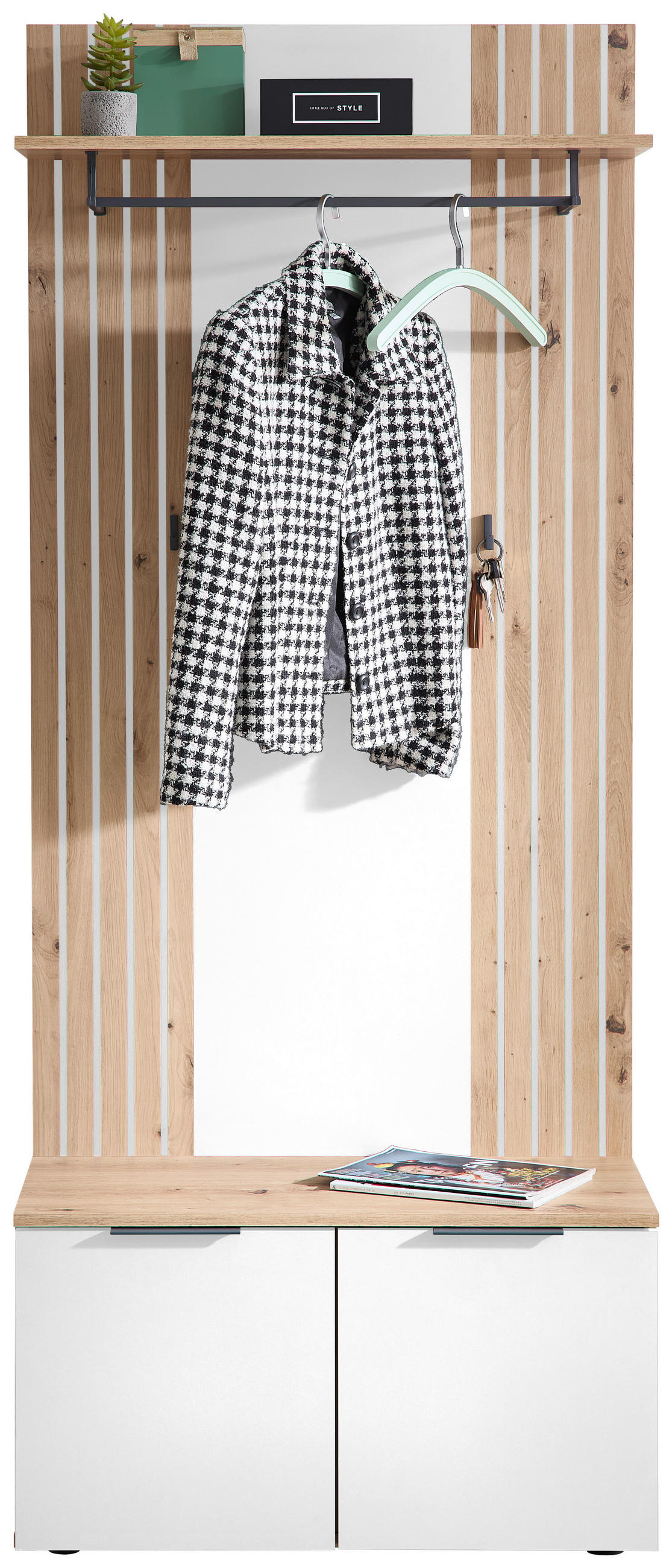 GARDEROBE  in 80/44/38 cm  - Eiche Artisan/Weiß, Design, Holzwerkstoff (80/44/38cm) - Livetastic